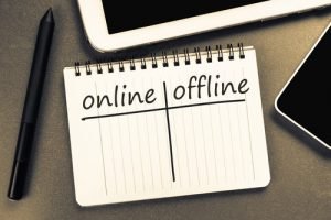 Online oder Offline Marketing Notozblock mit zwei seiten