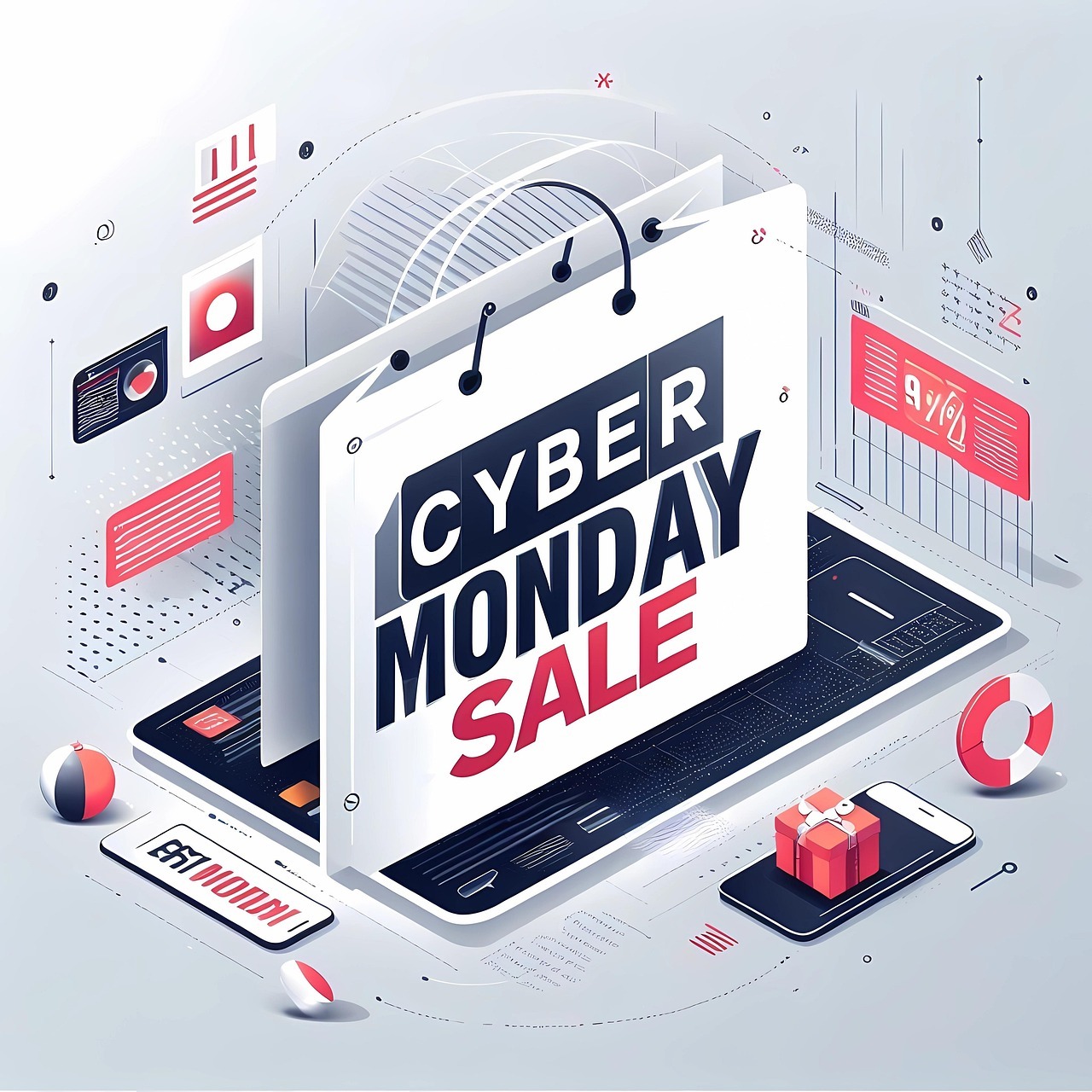 ai generated, cyber sale, cyber monday, sale, offer, promotional offer, discount, online shopping, internet sale, technology deals